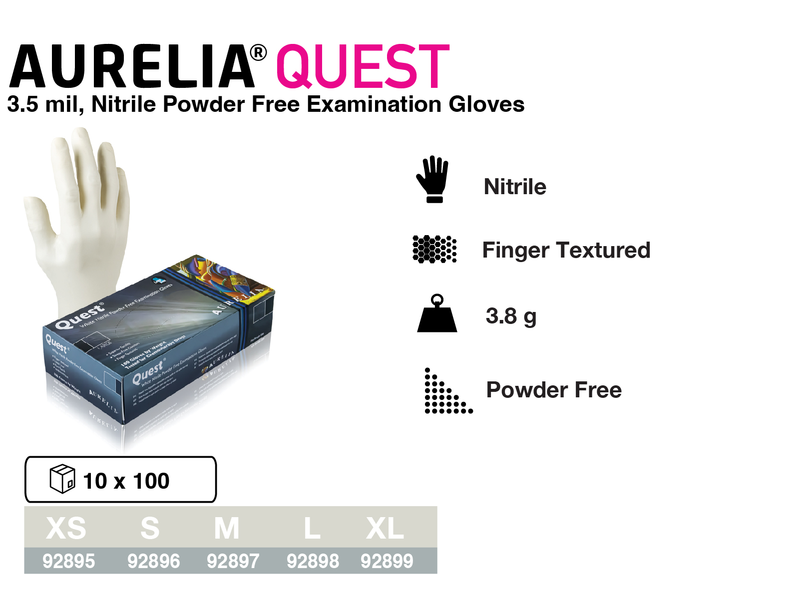 white latex -free gloves 100